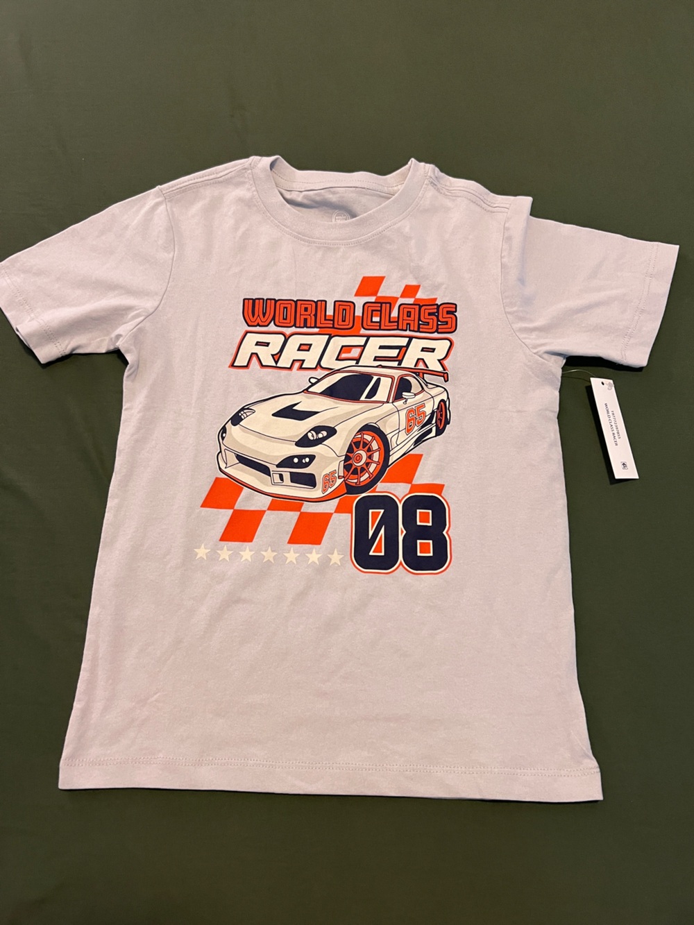 Gray Race Car Tee Boy’s Size S 6-7